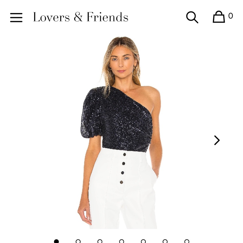 Lovers + Friends Halette One-Shoulder Sequin Bodysuit - Blue